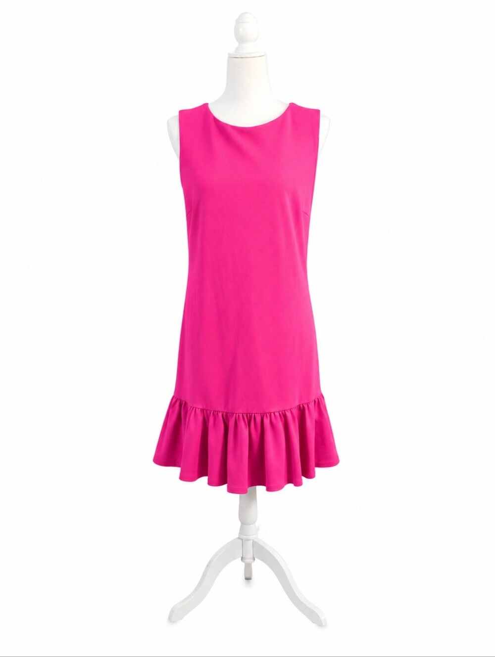 Betsey Johnson Hot Pink Sleeveless Shift Dress NWT Ruffle Hem Dopamine Dressing - Picture 2 of 7